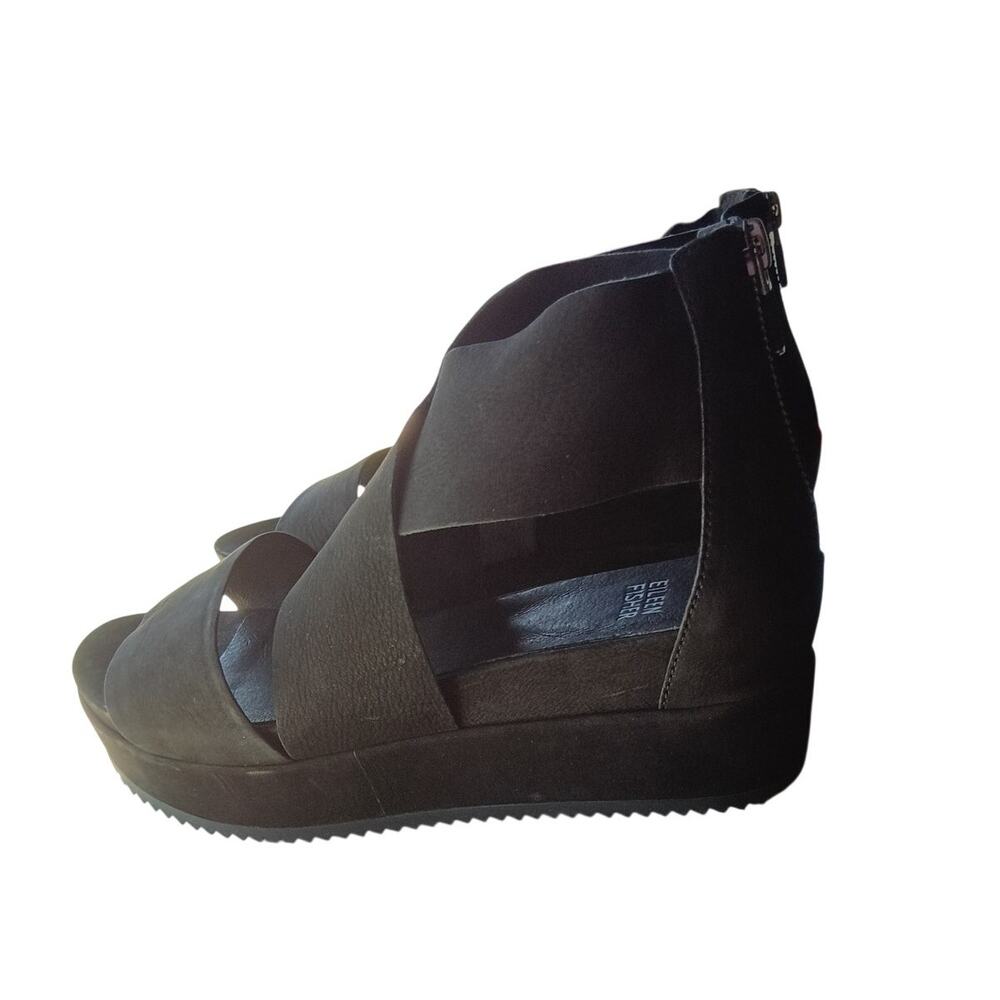 Eileen Fisher Elon Black Tumbled Nubuck Sandals (NIB) - 8M